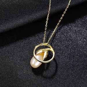 Charmante Pearl Tulip S925 Silver Pendant Necklace Damesmode Luxe Vind 18K Gouden Bloem Ketting Sexy Kraagketen High-end sieraden Valentijnsdag Gift