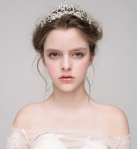 Couronne de mariage en cristal argenté, accessoires de strass charmants, couronnes artistiques japonaises et sud-coréennes de haute qualité pour mariée