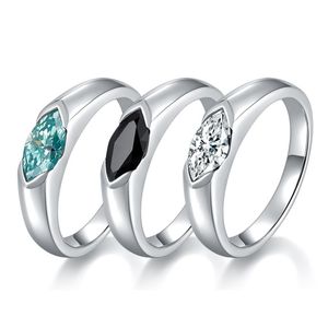 Charmante ring sieraden 925 sterling zilver geslaagd test 1CT helder groen zwart Moissanite diamanten ring voor mannen vrouwen leuk cadeau maat 5-11