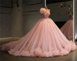 Charme Ruffles princesse Quinceanera Robes Rose Plis Spaghetti corset Puffy prom Sweet 16 Robes Vestidos De 15 Anos