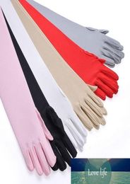 Gants de Protection UV en Satin pour femmes, charmants gants de mariée longs à cinq doigts pour soirée de mariage, 5992774