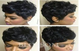Encantadoras pelucas cortas bob cortas y rizadas con cabello de bebé Virgin Virgin Brasil Brasil Lace Full Lace Human Hair Wigs for Black Wom6069346