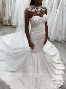 Charmante robe de mariée sans manches avec cape wrap 2022 délicate chérie sirène dentelle Satin plage robe de mariée Vestidos De Novia