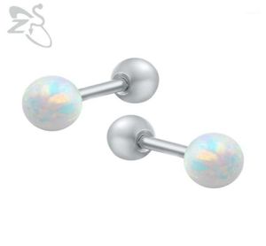 Charmantes boucles d'oreilles boule ronde vraies pierres d'opale Brinco acier percé clous d'oreille cadeau d'anniversaire pour les filles ami Bijoux17903294