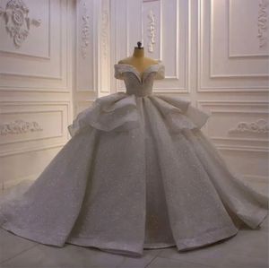 Charmant Stunningbride 2024 Couge de chéri brillant Lacet Up Ball Shine Robe de mariée blanche sur l'épaule Princesse Bridal Bridal