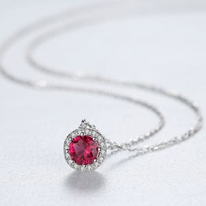 Charmante synthetische Ruby S925 Silver hanger ketting Dames