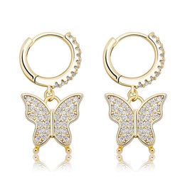 Pendientes encantadores para mujer, pendientes de mariposa CZ de Color dorado y plateado, aros para fiesta de boda, bonito regalo para amigos 278s