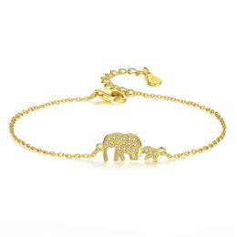 Charmante vrouwen olifanten armband modieuze luxe 3a zirkon s925 zilveren armband gepersonaliseerde vrouw 18k goud vergulde dierenarmband high-end sieraden