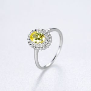 Charme jaune cristal s925 bague en argent femmes européennes mode luxe Micro ensemble Zircon synthétique gemme anneau exquis haut de gamme fête de mariage bijoux cadeau