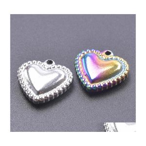 Charms 1/2pcs Gothic Love Heart Rietless Steel Fashion Sier Rainbow Color Dots Hanger voor doe -het -zelf maken sieraden accessoiresscharms dro otcjy