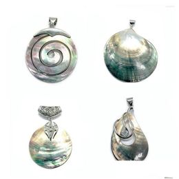Charms 1 pièce de pendentif en nacre naturelle ronde coquille d'ormeau bijoux exquis bricolage dames collier boucle d'oreille accessoires Dhwa4
