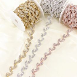 Charms 1 yard de ramiement élégant coutume pour la robe nuptiale vêtements coudre style bricolage accessoires de mode chaîne de strass RT070