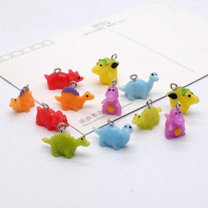 Charms 10/12pcs mini dinosaurio resina colorido dibujos animados kawaii animales artesanales de bricolaje para joyas de arete