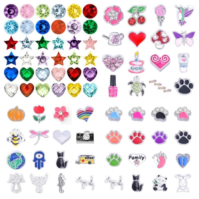 Charms 10-45Pcs/Lot Fashion Mini Heart Flower Fruit Animal Floating For Living Memory Locket Fit Glass Relicario Jewelry