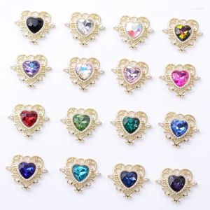 Charmes 10 pièces/sac 26 22 Mm métal perle strass coeurs pendentif Vintage collier boucles d'oreilles pour la fabrication de bijoux