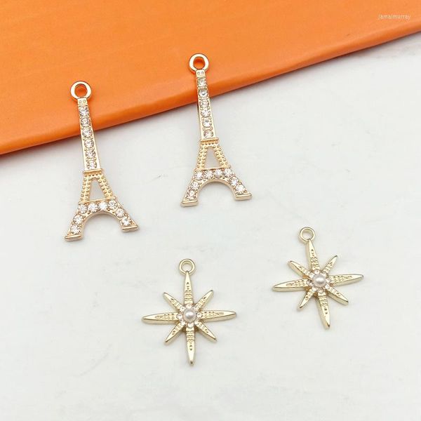 Dijes 10 colgantes octagonales con forma de Torre Eiffel de diamantes de imitación para pendientes, pulseras, collares y diseño DIY