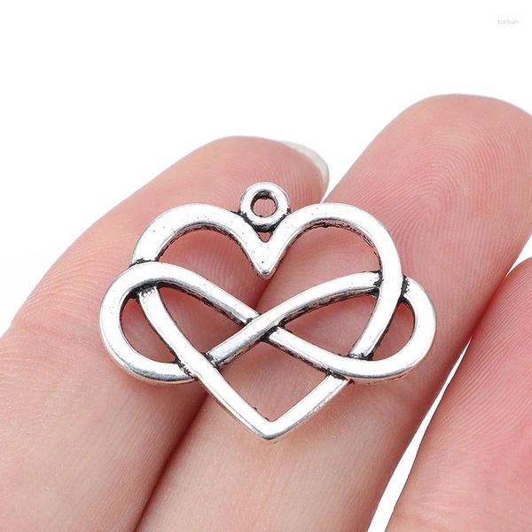 Dijes 10 X Color plata doble cara corazón infinito para siempre colgantes cuentas para DIY collar pulsera accesorios para hacer joyas