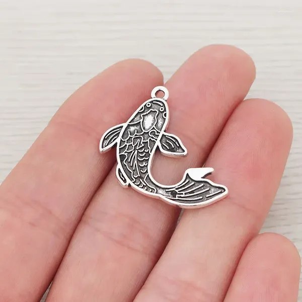 Charms 10 x Tibetan Silver Carpe Fish Pendentid Perles pour le bricolage Bracelet Bijoux de fabrication Accessoires 25x19 mm