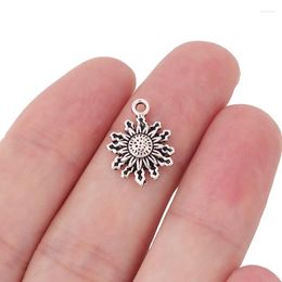 Charmes 10 x Tibetan Silver Sun Flower Herronsbill Pendants pour bracelet bricolage Boucle d'oreille Bijoux de fabrication accessoires 13x17 mm