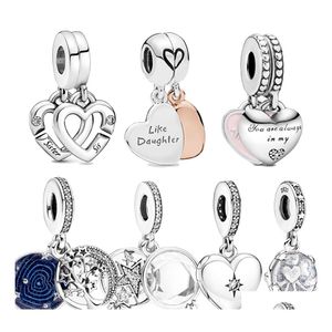 Charms 100 925 Sterling Sier prachtige zusters hart gesplitst hanger charme fit pandora armband diy sieraden cadeau maken drop levering f dhejp