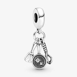 Charms 100% 925 Spatule en argent sterling, Frying Pan Whisk Garmes Charmes Fit Original European Charm Bracelet Fashion Women Wedding Enga