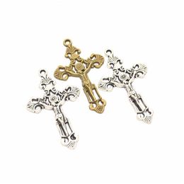 Charms 100 pc's/lot Jezus op Cross Pendant 51x31mm Hollow Out Design goed voor ambacht maken Druppel levering 202 DHXQJ