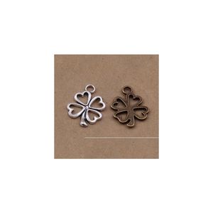 Charms 1000 PCS vier blad klaver hanger 16x12 mm antieke sier en bronzen kleuren drop levering 202 DHMS8