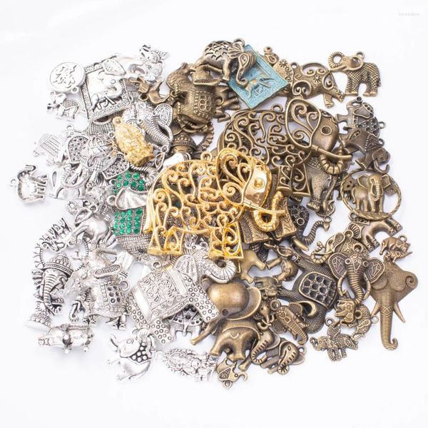 Dijes 100g Metal Animal Elefante Colgante Mixto Bronce Antiguo Pulsera Collar Joyería Hecha A Mano Producción Al Por Mayor