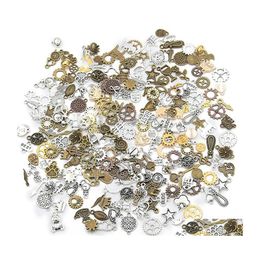 Charms 100 pc mix kleur klein formaat willekeurige metalen legering dieren planten hart charme hine stoom punk versnelling diy ketting armband accessoires dhgha