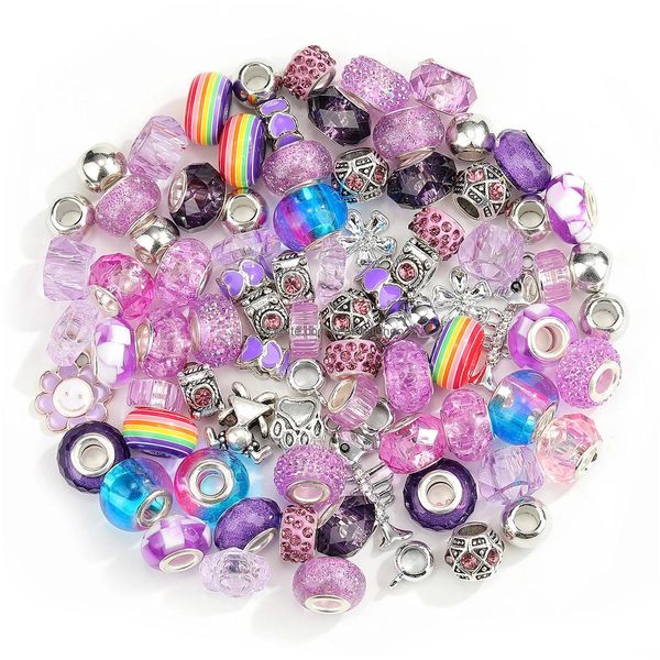 Charms 100pcs de aleación de resina acrílica arcoiris grande agujeros europeos accesorios colgantes para niñas collar de bricolaje joyas de joyería DR DHEZQ