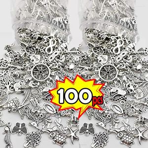Charmes 100 pièces/sac tibétain argent mixte pendentif perles bijoux Bracelets boucles d'oreilles collier faisant bricolage artisanat Art Animal