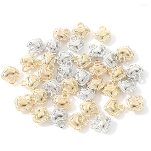 Breloques 100 pièces couleur or argent CCB pendentif en plastique breloque coeur pour la mode collier Bracelet fabrication de bijoux accessoires à créer soi-même