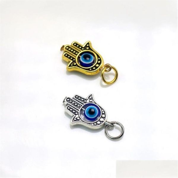 Encantos 100 unids turco Hamsa mano azul mal de ojo colgante para la fabricación de joyas hallazgos diy2551 componentes de entrega de gota dhyv9