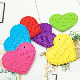 Breloques 100 pièces 30Mmx38Mm couleurs assorties amour coeur cuir porte-clés pendentifs Cavedlovely maison douce goutte livrer Dhazh