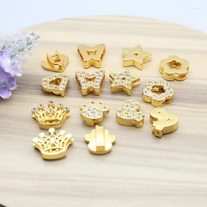 Charms 10 stk/partij 10 MM Strass Goud Kleur Hart Ster Vlinder Kroon Slide Charm Voor DIY Armband Polsband Sieraden Maken