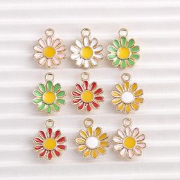 Breloques 10 pièces 11x15mm, jolie fleur en émail coloré pour bricolage, boucles d'oreilles, pendentifs, colliers, Bracelets, accessoires de fabrication de bijoux