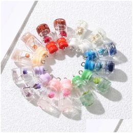 Charms 10 stcs 11x29mm Colorf glazen fles hanger charme hars voor armband ketting accessoires Diy handgemaakte sieraden maken druppel dhbac