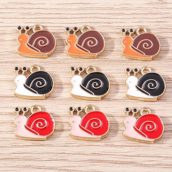 Charmes 10 pièces 13x12mm dessin animé émail escargot pendentifs pour la fabrication de bijoux boucles d'oreilles Bracelets collier bricolage artisanat accessoires