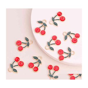 Charms 10Pcs 17X12Mm Perles De Cerise En Émail Pour La Fabrication De Bracelets De Bricolage Colliers Artisanat Boucles D'oreilles Bijoux Accessoires Livraison Trouver Dh6Se