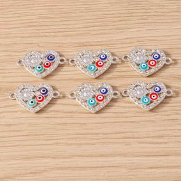 Charmes 10pcs 23x15 mm Fashion Crystal Love Heart Connecteurs pour bijoux Faire du bricolage Collier fait à la main Bracelet Crafts Accessoires