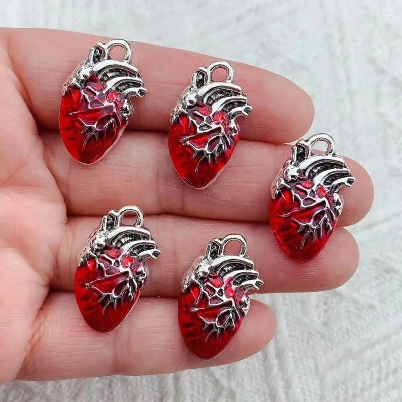 Charms 10pcs 25 14 mm szkliwa srebrna kolor ludzki serce naukę anatomiczna biologia biologia