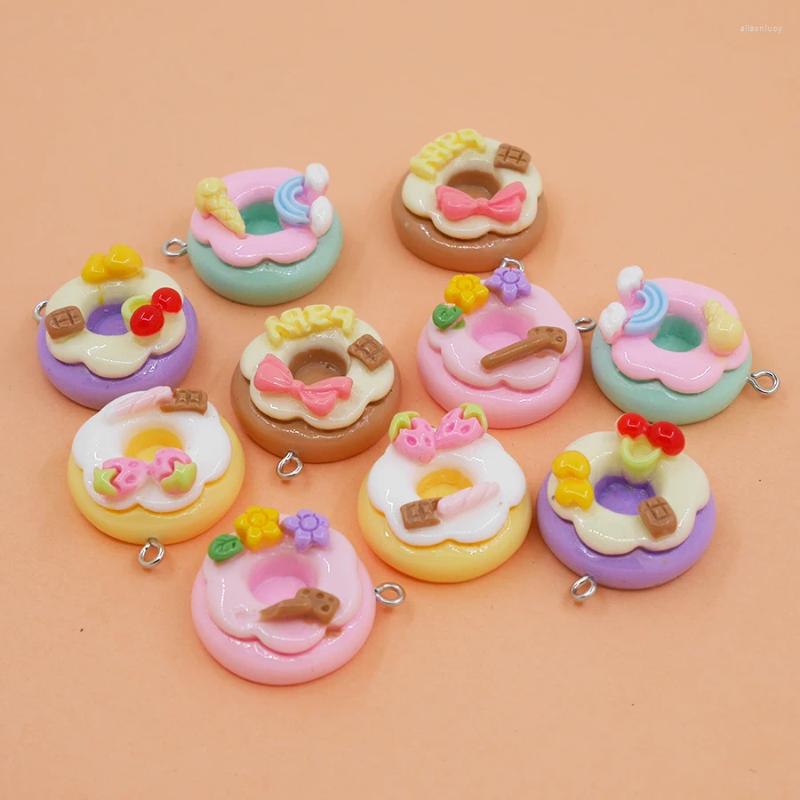 Charms 10Pcs 26 23mm Donut Resin For Jewelry Making DIY Women Earrings Necklace Pendants Fashion Keychain Accessories Decoration