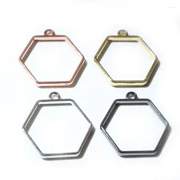 Bedels 10 stuks 29x28mm zeshoek geometrisch hol zinklegering metalen frame omlijsting epoxyhars hangerbak voor doe-het-zelf sieraden maken accessoires