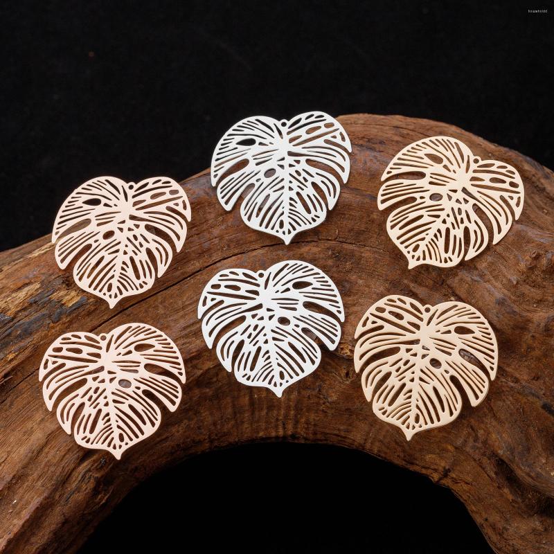 Charms 10pcs 32 33mm Hollow Monstera Leaf Brass Tropical Pendants For DIY Jewelry Making B5106
