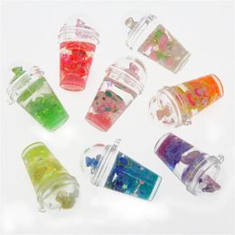 Encantos 10pcs 37 23 20 creativo acrílico fruta luminosa bebida taza de paja accesorios de juguete colgante colgante