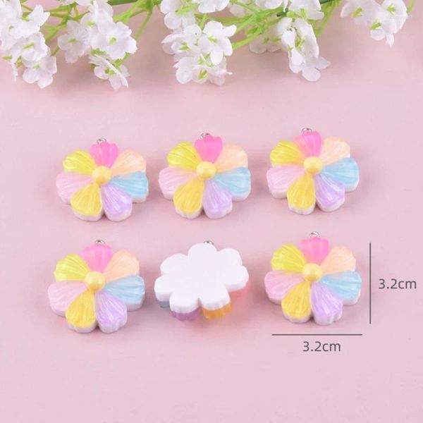 Charmes 10 pièces 3D coloré sept pétales de fleur acrylique pour femmes boucle d'oreille collier Bracelet bijoux bricolage fabrication