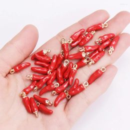 Charms 10pcs 3d Pepper Emalil Alloy Pendentif mignon Mini Red Chili Food Charm pour les boucles d'oreilles bracelet pour femmes