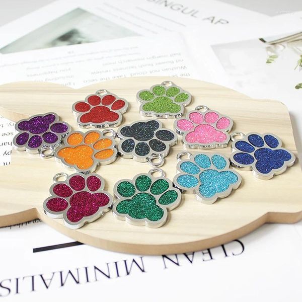 Dijes 10 Uds 40x43mm colgante esmaltado brillante brillo gato perro oso huella de pata colgar DIY Collar para mascota llavero fabricación de joyería HC544