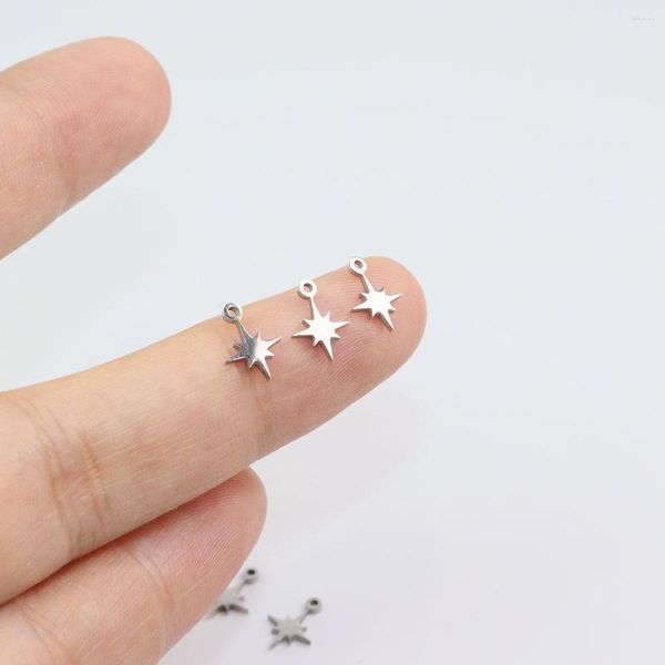 Dijes 10 piezas 6mm venta al por mayor de acero inoxidable Mini estrella colgante DIY collar pendientes pulseras incoloro