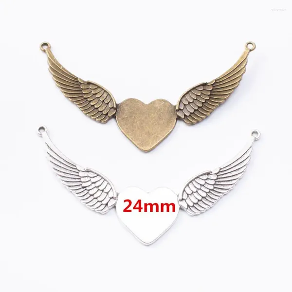 Charms 10pcs 91 49 mm antique Copper Metal Zinc Alloy japonais et coréen Luxury Simple Fashion Heart Wing Connecteur Pendre